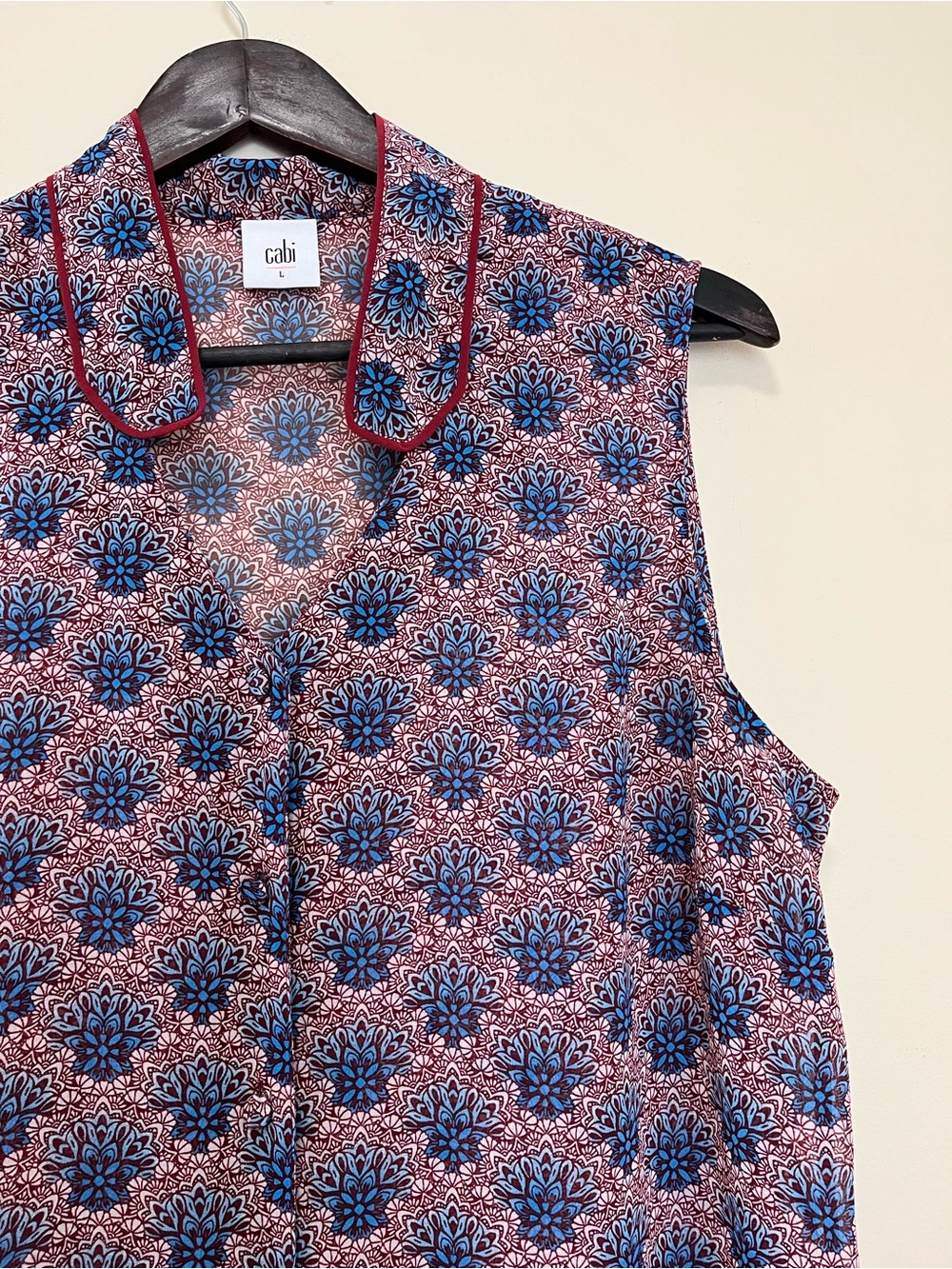 CAbi Sleeveless Fan Blouse - Moroccan Geometric Print - Picture 4 of 13